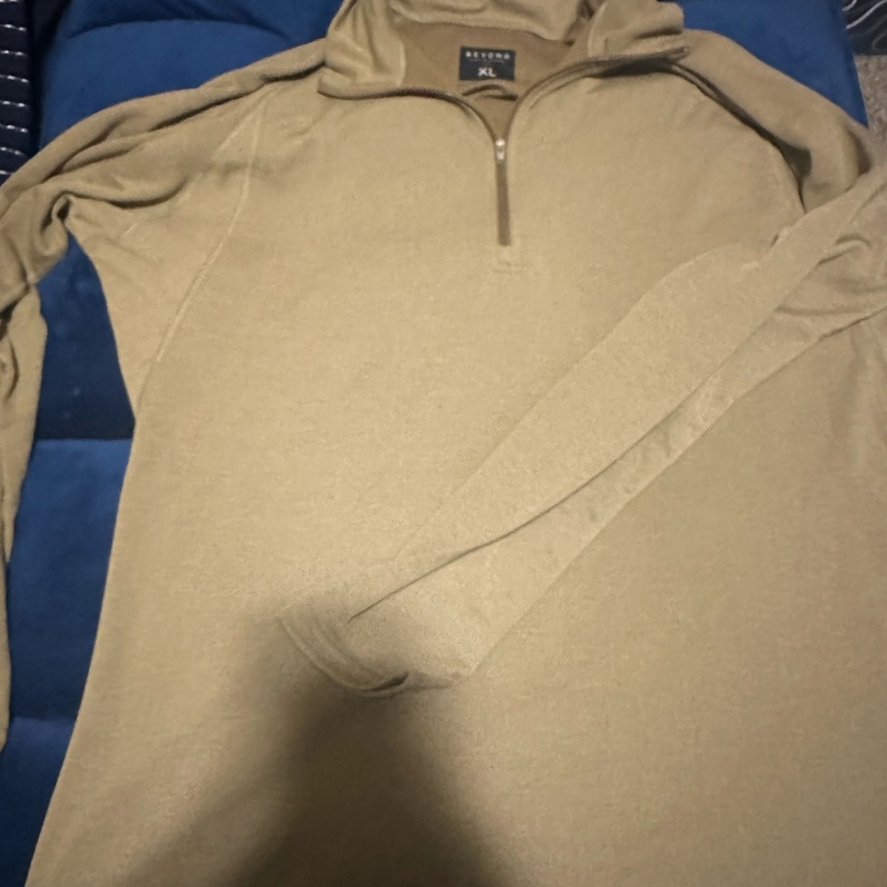 Men's Tan Sweater quarter zip beyond xl